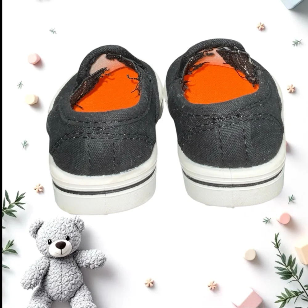 Garanimals Black Canvas w White Rubber Outsoles Loafer Shoes Infant Boy Size 3
